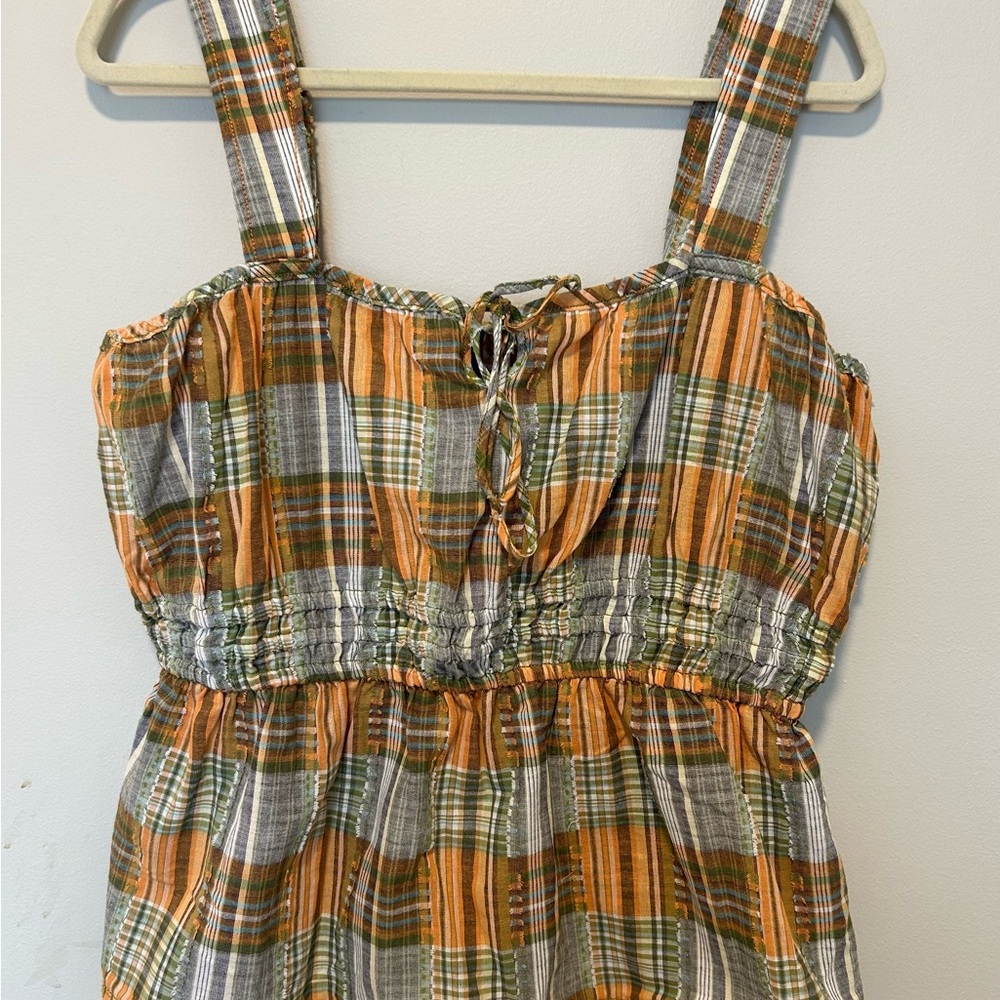 Anthropologie Pilcro Plaid Tie-Front Blouse